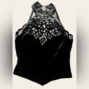 VINTAGE Tadashi Black Velvet Halter Top
